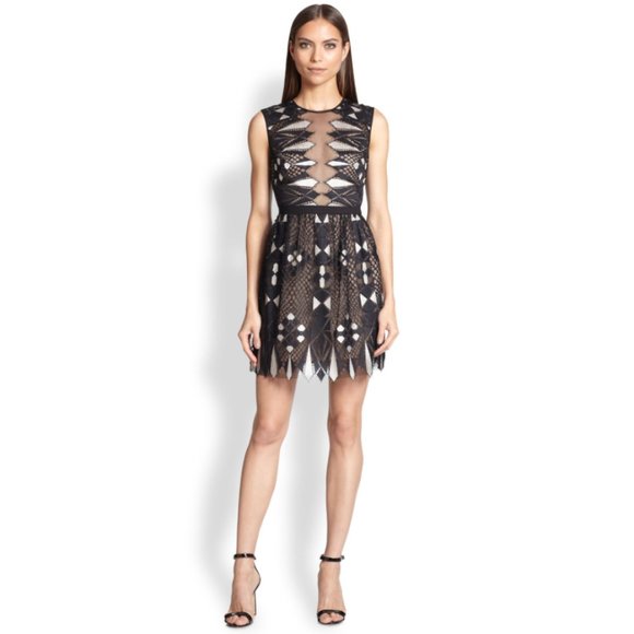 BCBGMAXAZRIA Kailey Sleeveless A-Line Geometric Dress - Picture 1 of 11